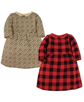 Hudson Baby Toddler Girls Hudson Cotton Dresses, Buffalo Plaid Leopard