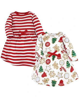 Touched by Nature Toddler Girls Organic Cotton Long-Sleeve Dresses, Christmas Cookies