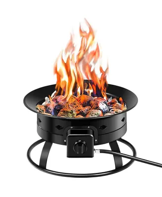 Portable Fire Pit Outdoor 58,000 Btu Propane Patio Lava Rocks Camping Events