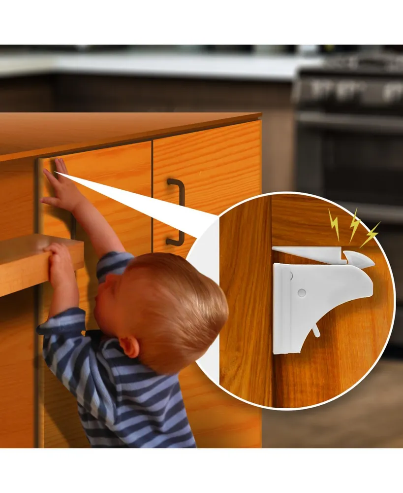 Jool Baby Toddler Magnetic Cabinet Locks, Discreet, Damage-Free Adhesives, Easy Installation Tool - Baby Safety Set