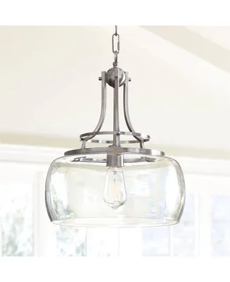 Franklin Iron Works Charleston Brushed Nickel Hanging Pendant Lighting 13.5" Wide Modern Industrial Led Clear Glass Shade Fixture for Dining Room Livi