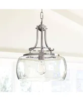 Franklin Iron Works Charleston Brushed Nickel Hanging Pendant Lighting 13.5" Wide Modern Industrial Led Clear Glass Shade Fixture for Dining Room Livi