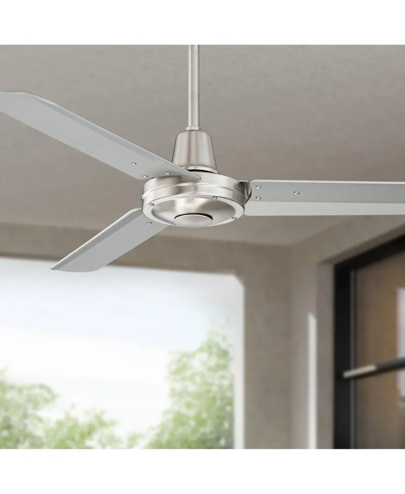 Casa Vieja 44 Plaza Dc Modern Industrial 3 Blade Indoor Outdoor Ceiling Fan  with Remote Control Brushed Nickel Silver Damp Rated for Patio Exterior H