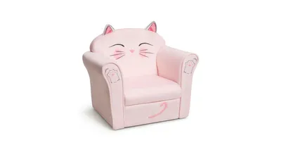 Kids Upholstered Cat Armrest Couch Sofa chair with Linen Fabric