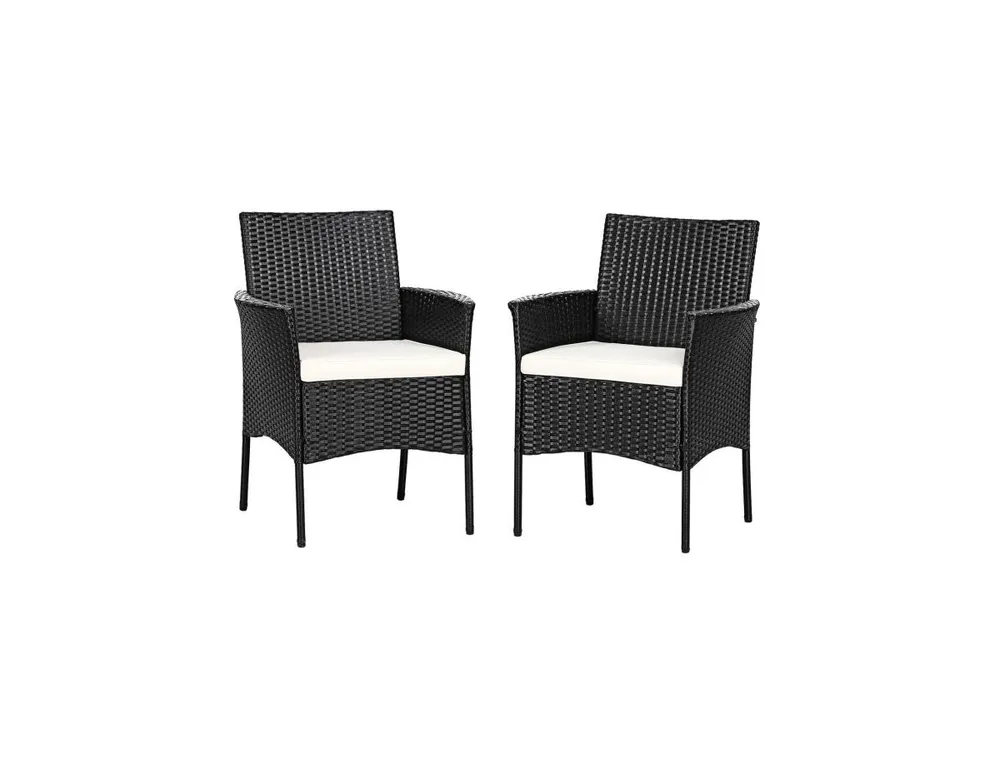 2 Pieces Patio Wicker Chairs with Cozy Seat Cushions