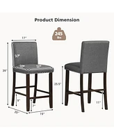 Set of 2 Bar Stools with Back for Kitchen Island