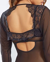 iCollection Women's 1 Piece Lingerie Long Sleeve Bolero with Ruffled Trim