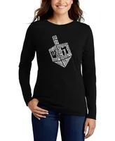 La Pop Art Women's Hanukkah Dreidel Word Long Sleeve T-shirt