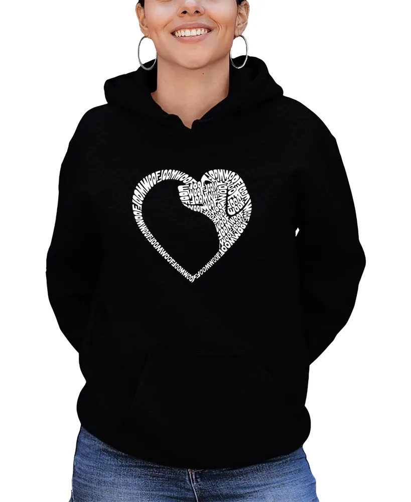 La Pop Art Women's Dog Heart Word Hooded Sweatshirt