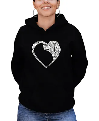 La Pop Art Women's Dog Heart Word Hooded Sweatshirt