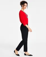 Jm Collection Women's Ponte-Knit Pull-On Ankle Pants, Created for Macy's