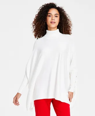 Jm Collection Plus Solid Turtleneck Poncho Sweater, Created for Macy's
