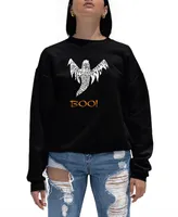 La Pop Art Women's Halloween Ghost Word Crewneck Sweatshirt