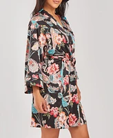 iCollection Women's Silky Soft Short Printed Robe