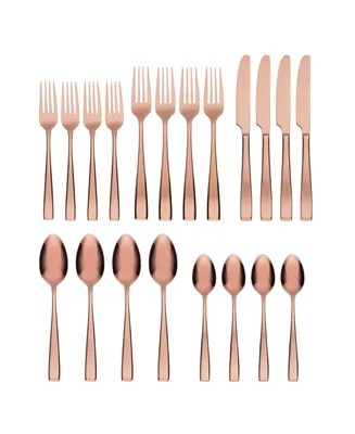 Cambridge Silversmiths Samira Copper Satin 20-Piece 18/10 Stainless Steel Flatware Set, Service for 4