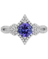 Enchanted Disney Fine Jewelry Tanzanite (1 ct. t.w.) & Diamond (1/3 ct. t.w.) Princess Ring in 14k White Gold