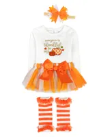 Baby Essentials Girls Thanksgiving Tutu Outfit, 4 Piece Set