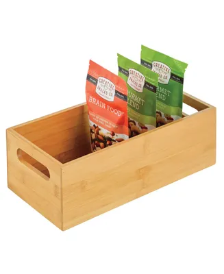 mDesign Bamboo Wood Compact Food Storage Bin with Handle