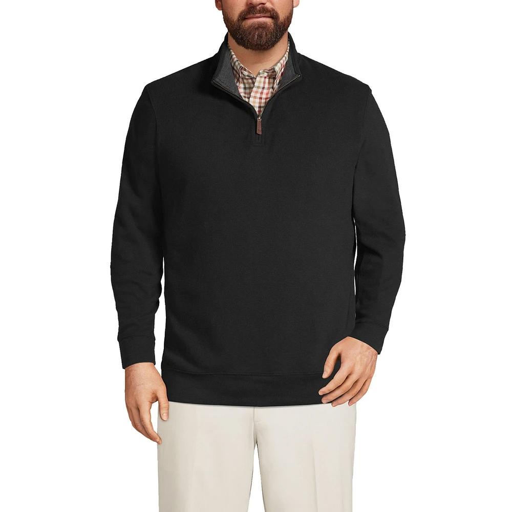 Lands' End Men's Big and Tall Bedford Rib Quarter Zip Sweater