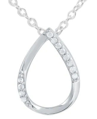 Diamond Open Teardrop 18" Pendant Necklace (1/10 ct. t.w.) in Sterling Silver