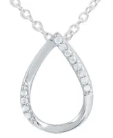 Diamond Open Teardrop 18" Pendant Necklace (1/10 ct. t.w.) in Sterling Silver