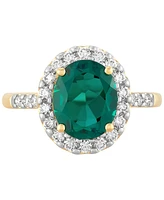 Grown With Love Lab Grown Emerald (2-5/8 ct. t.w.) & Lab Grown Diamond (1/2 ct. t.w.) Oval Halo Ring in 14k Gold