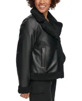 Levi's Women's Faux-Fur-Trimmed Faux-Leather Moto Jacket