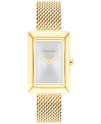 Calvin Klein Women's Two Hand Gold-Tone Stainless Steel Mesh Bracelet Watch 22.5mm