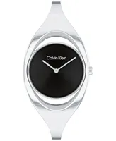 Calvin Klein Women's Two Hand Silver Stainless Steel Bangle Bracelet Watch 30mm