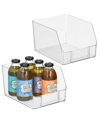 mDesign Plastic Food Storage Bin, Built-In Label Holder - 8" W, 2 Pack - Clear