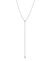 Adornia Rhodium-Plated Crystal Lariat Tennis Necklace, 15" + 2-1/4" extender