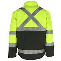 RefrigiWear Men's HiVis 3-in-1 Rainwear Jacket - High Visibility, Waterproof, Breathable, Reflective Safety Coat with Removable Liner