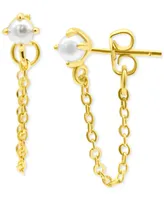 Adornia 14k Gold-Plated Chain & Freshwater Pearl Front-to-Back Earrings