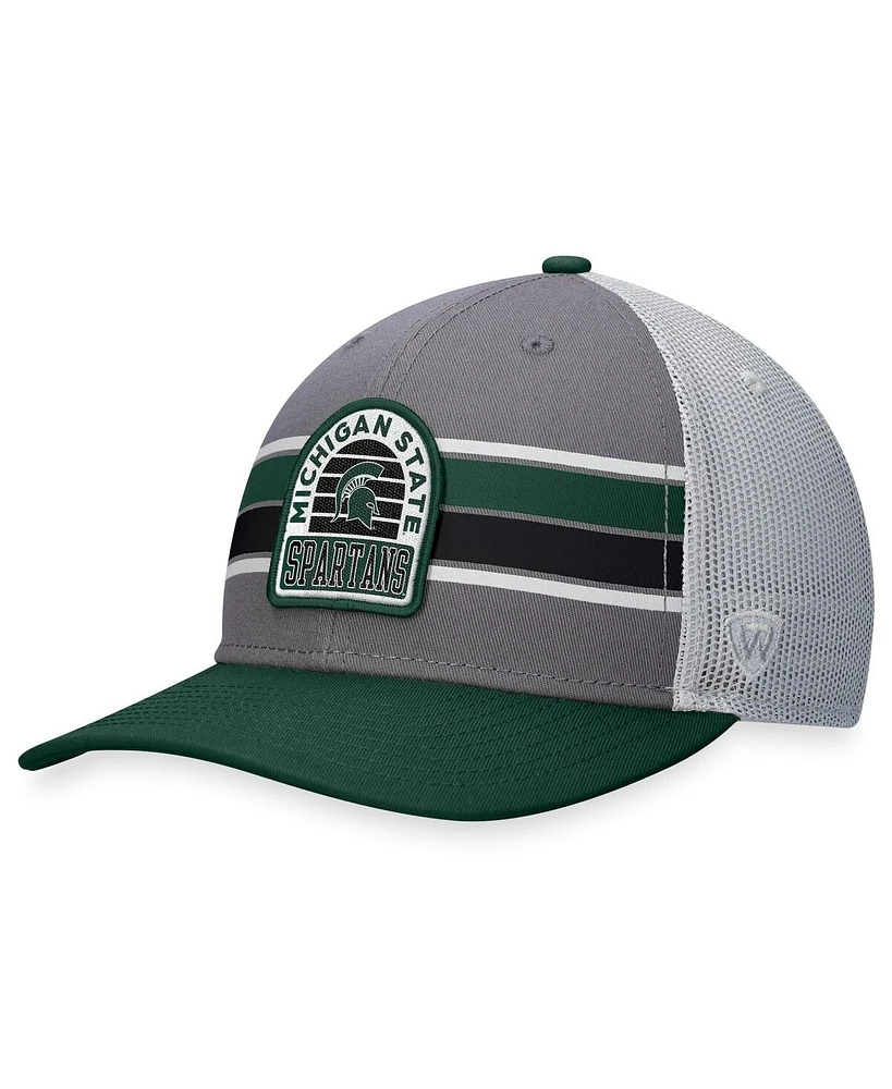 Men's Top of the World Gray, Green Michigan State Spartans Aurora Trucker Adjustable Hat