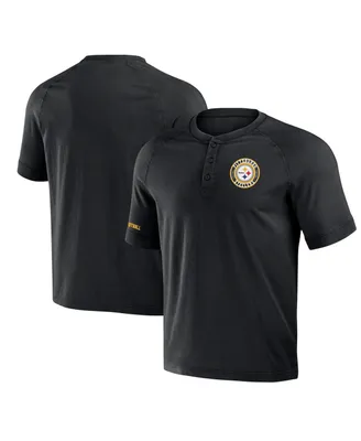 Men's Nfl x Darius Rucker Collection by Fanatics Black Pittsburgh Steelers Washed Raglan Henley T-shirt