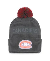 Men's Fanatics Charcoal Montreal Canadiens Authentic Pro Home Ice Cuffed Knit Hat with Pom