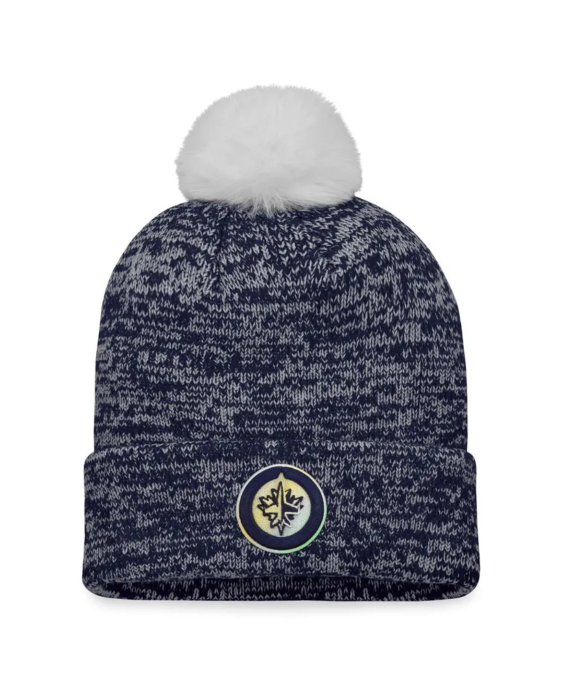 Women's Fanatics Navy Winnipeg Jets Glimmer Cuffed Knit Hat with Pom