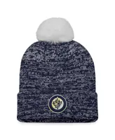 Women's Fanatics Navy Winnipeg Jets Glimmer Cuffed Knit Hat with Pom