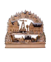 Kurt S. Adler 16" Battery-Operated Light-Up Wooden Village with Motion