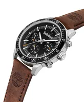 Timberland Men's Quartz Dark Brown Genuine Leather Strap Watch, 44mm