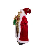 Kurt Adler 17" Kringle Klaus Elegant Santa with Staff and Bag of Gifts