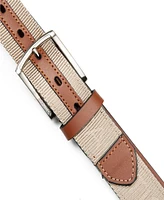 Nautica Men's Leather Tab Signature Webbing Logo Belt