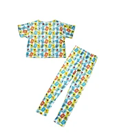 Mixed Up Clothing Big Girls All Over Printed Crop Top and Leggings Pants Set