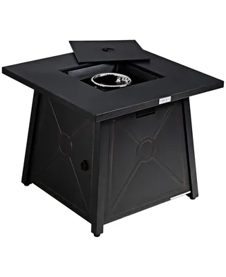 30'' Square Propane Gas Fire Pit Table 50,000 Btu W/ Waterproof Cover