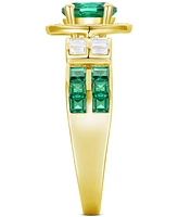 Lab-Grown Emerald (7/8 ct. t.w.) & White Sapphire (1/3 Statement Ring 14k Gold