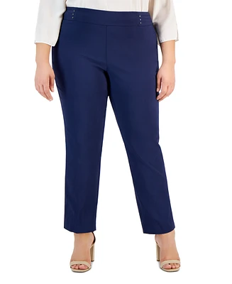 Jm Collection Plus & Petite Tummy Control Pull-On Slim-Leg Pants, Created for Macy's
