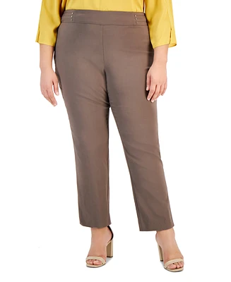 Jm Collection Plus & Petite Tummy Control Pull-On Slim-Leg Pants, Created for Macy's