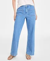 On 34th Women's Patch-Pocket Wide-Leg Jeans, Created for Macy's
