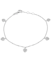 Wrapped Diamond Pave Dangle Heart Link Bracelet (1/6 ct. t.w.) in 14k White Gold, Created for Macy's