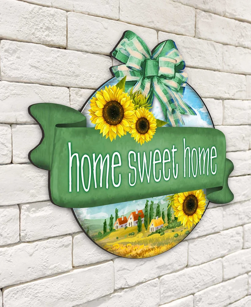 Designocracy Holiday Wooden Door Hanger Welcome Sign Home Sweet Home Wreath G. DeBrekht